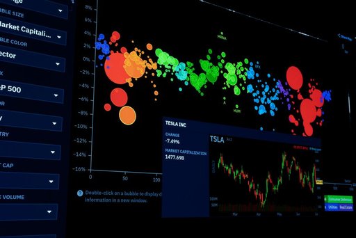 Visualization maps S&P 500 companies by market cap and employee density